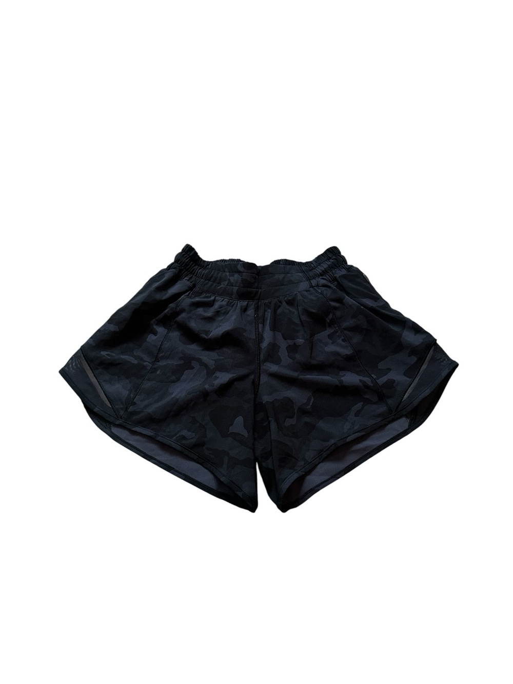 Lululemon Hotty Hot Shorts Size 2 Tall Black Camo Athletic Activewear Running - Picture 1 of 3
